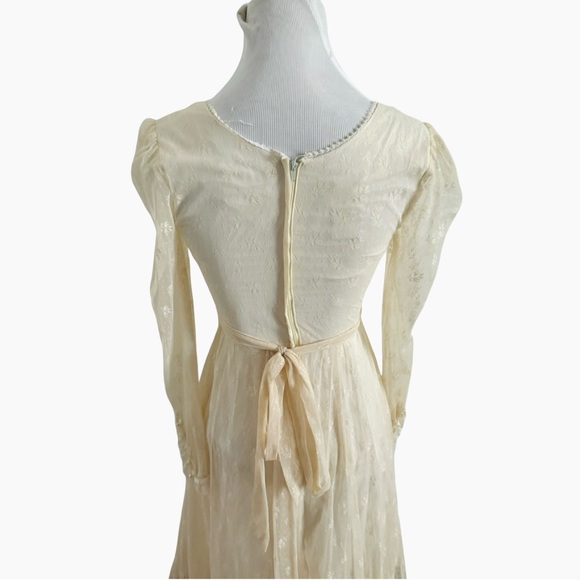 Vintage Gunne Sax by Jessica San Francisco Lace Dress Creme Ivory Woman XXS Fit - Picture 5 of 16